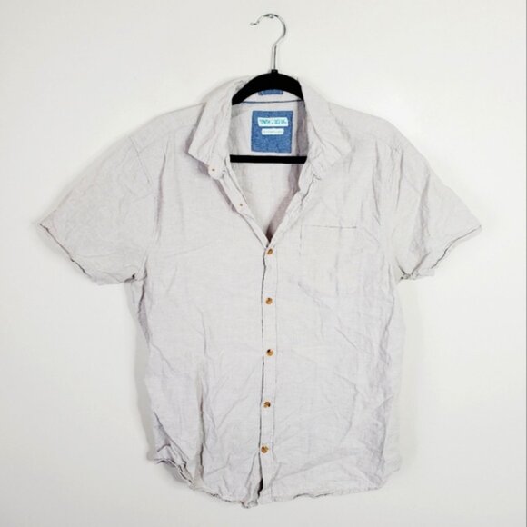Tenth + Ocean Washable Linen Beach Resort Preppy Bloke Shortsleeve Shirt M - Picture 2 of 8